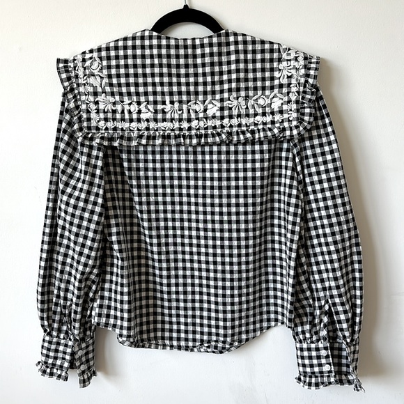 Warehouse Black and White Checkered Blouse - Picture 5 of 6